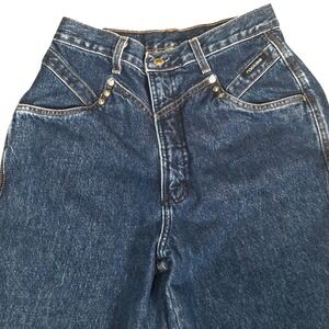 Vtg Rocky Mountain Rockies Blue High Waist Denim Jeans Sz 28/34 USA Vintage